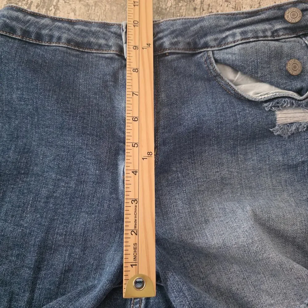 Judy Blue Factory Distressed Denim Asymmetrical Wrap Skort Size Large